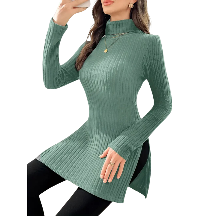 Eztli | Elegant Warm Long Turtle Neck Sweater For Women