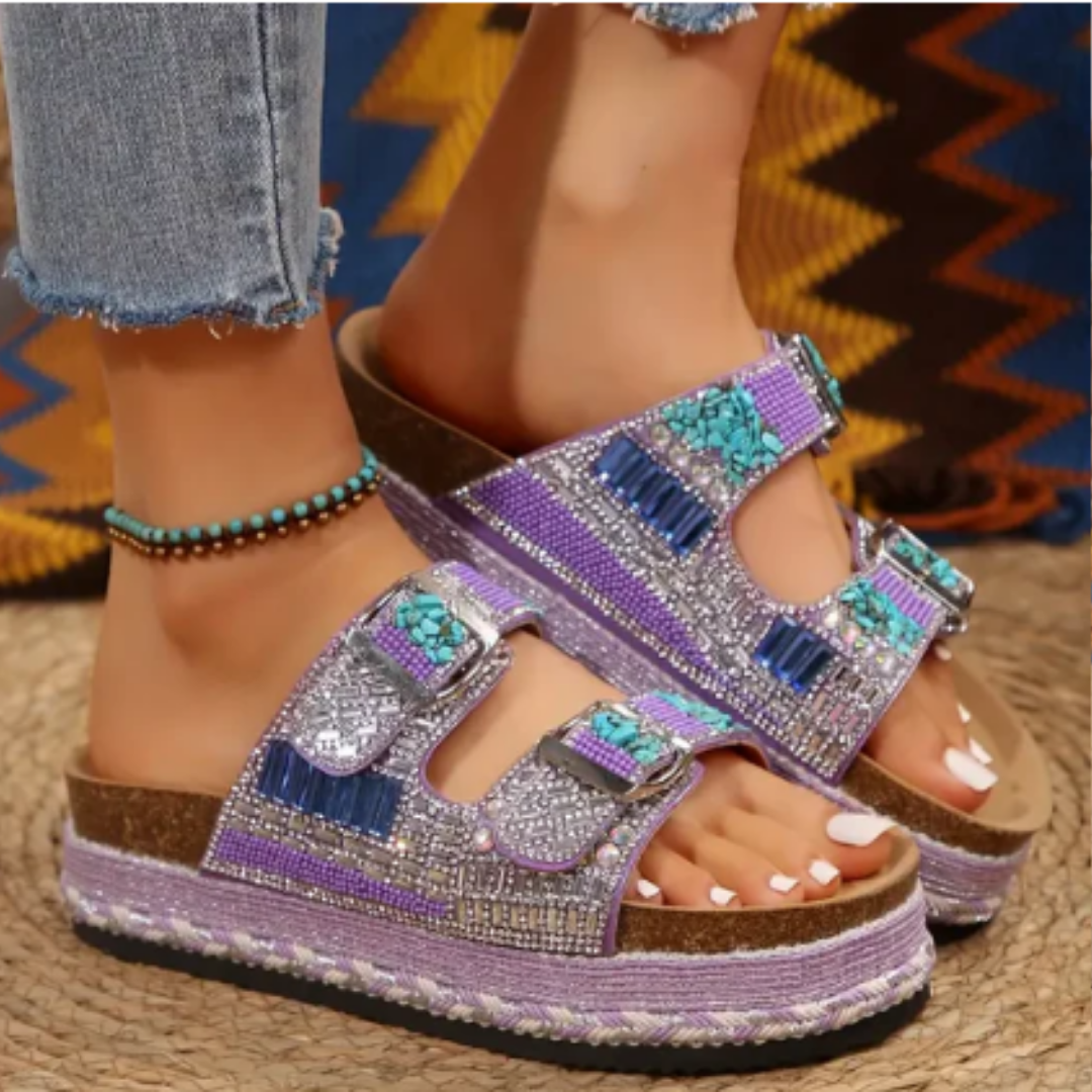 Curie | Summer Sequin Platform Orthopedic Sandals For Women