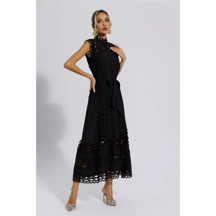 Xyla | Black Formal Midi Dress For Women