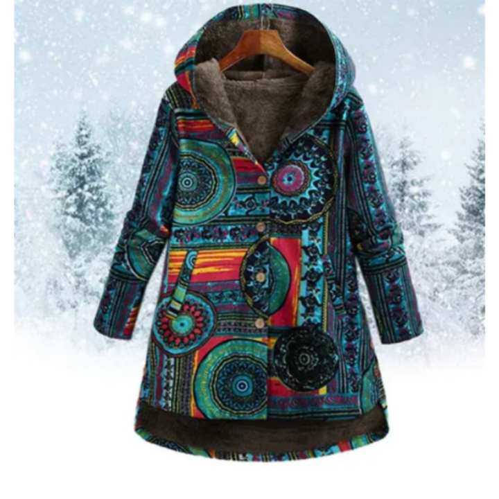 Woodlyn | Warm Printed Long Hooded Jacket For Women