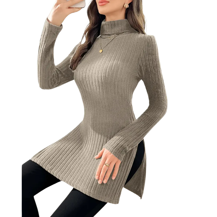 Eztli | Elegant Warm Long Turtle Neck Sweater For Women