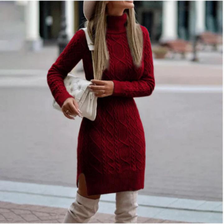 Wohnda | Stylish Winter Warm Cable Knit Mini Dress For Women