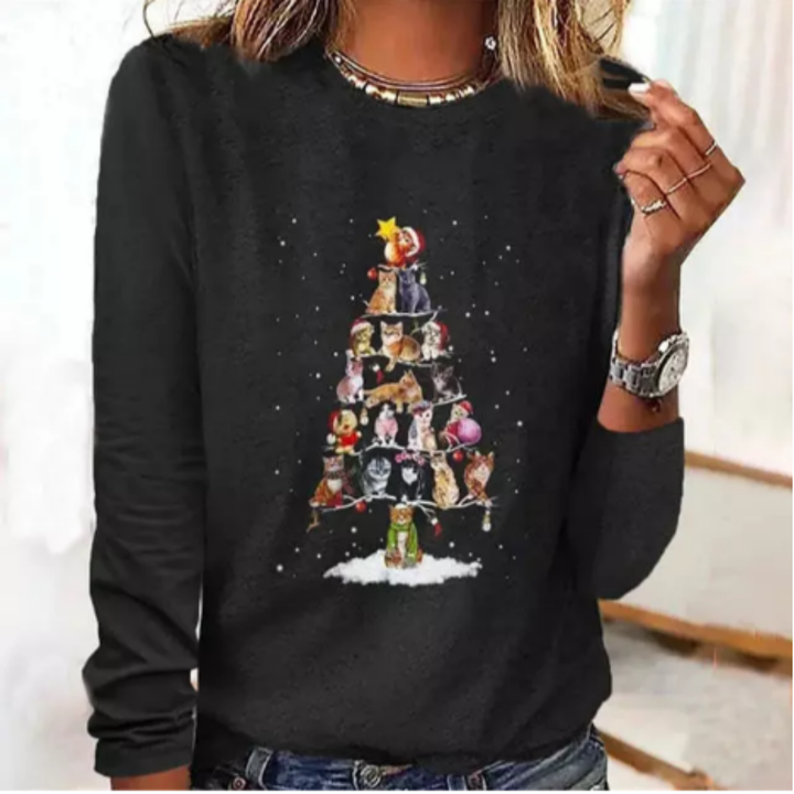 Zoyya | Warm Round Neck Holiday Sweatshirt For Women