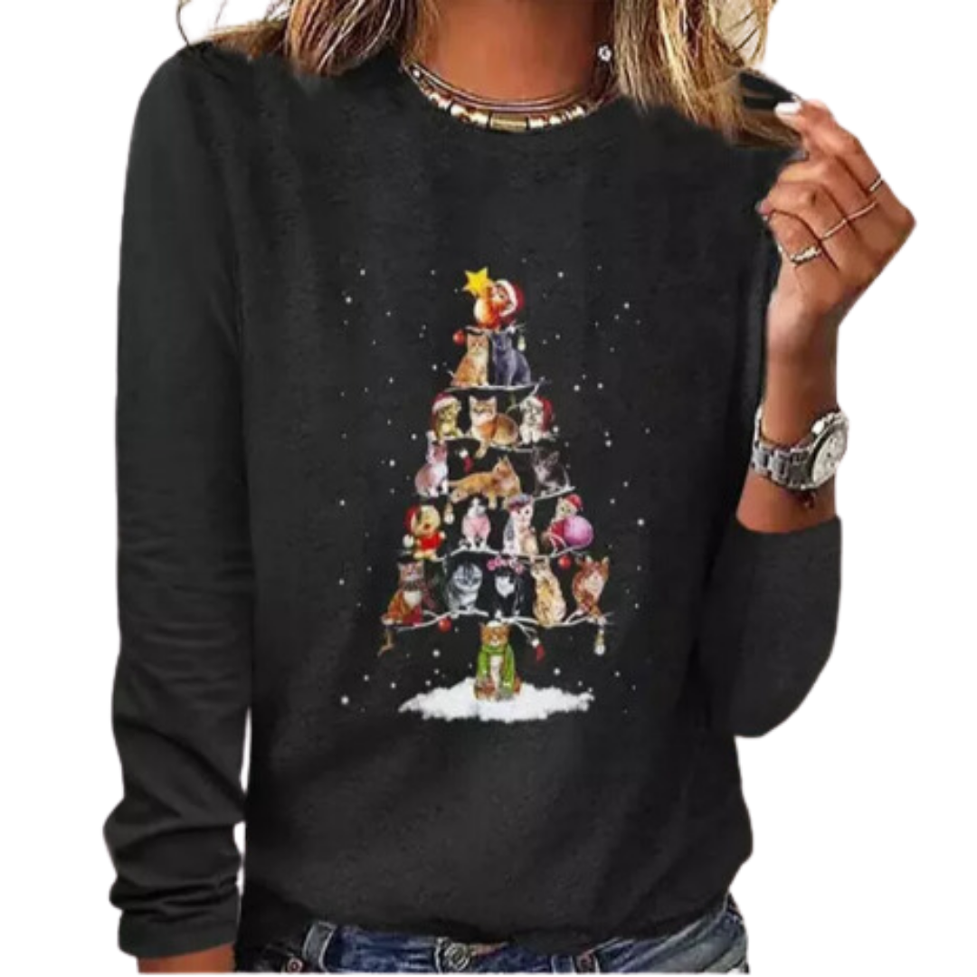 Zoyya | Warm Round Neck Holiday Sweatshirt For Women