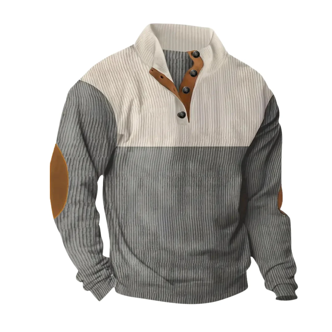 Eberado | Stylish Warm Half Button Down Corduroy Sweater For Men