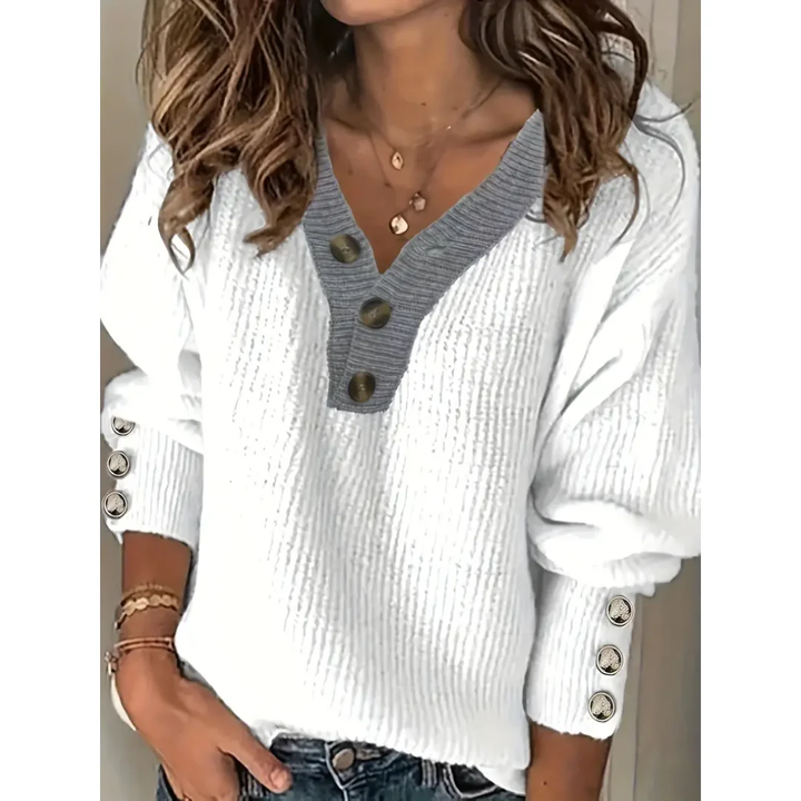 Esmay | Warm V Neck Knitted Sweater For Women