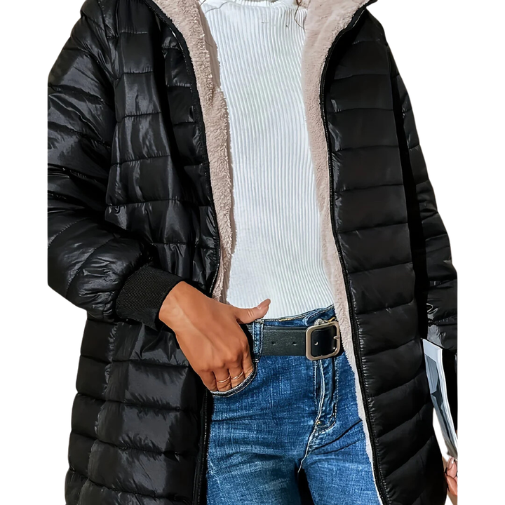 Hossana | Casual Zip Up Long Puffer Jacket For Women