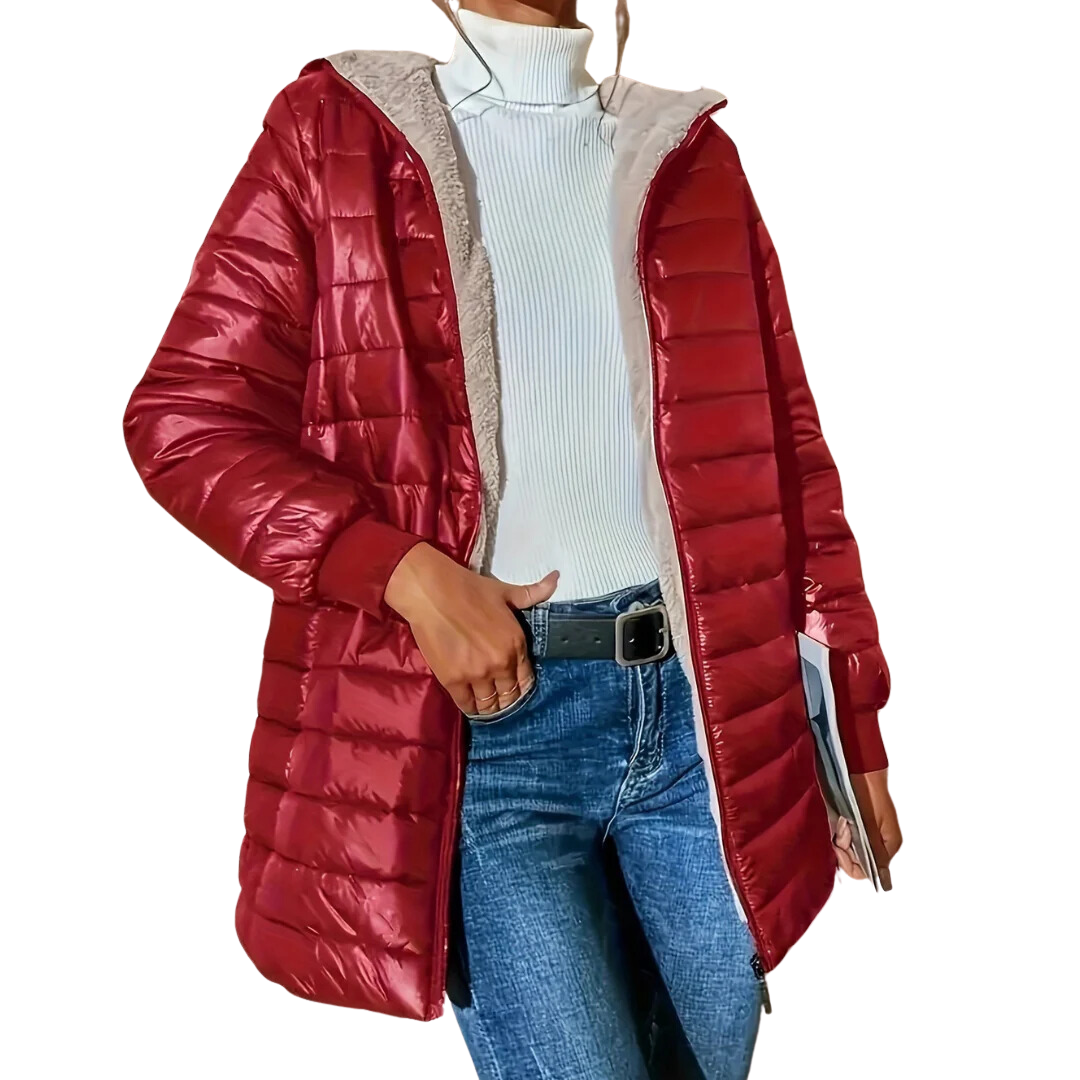 Hossana | Casual Zip Up Long Puffer Jacket For Women