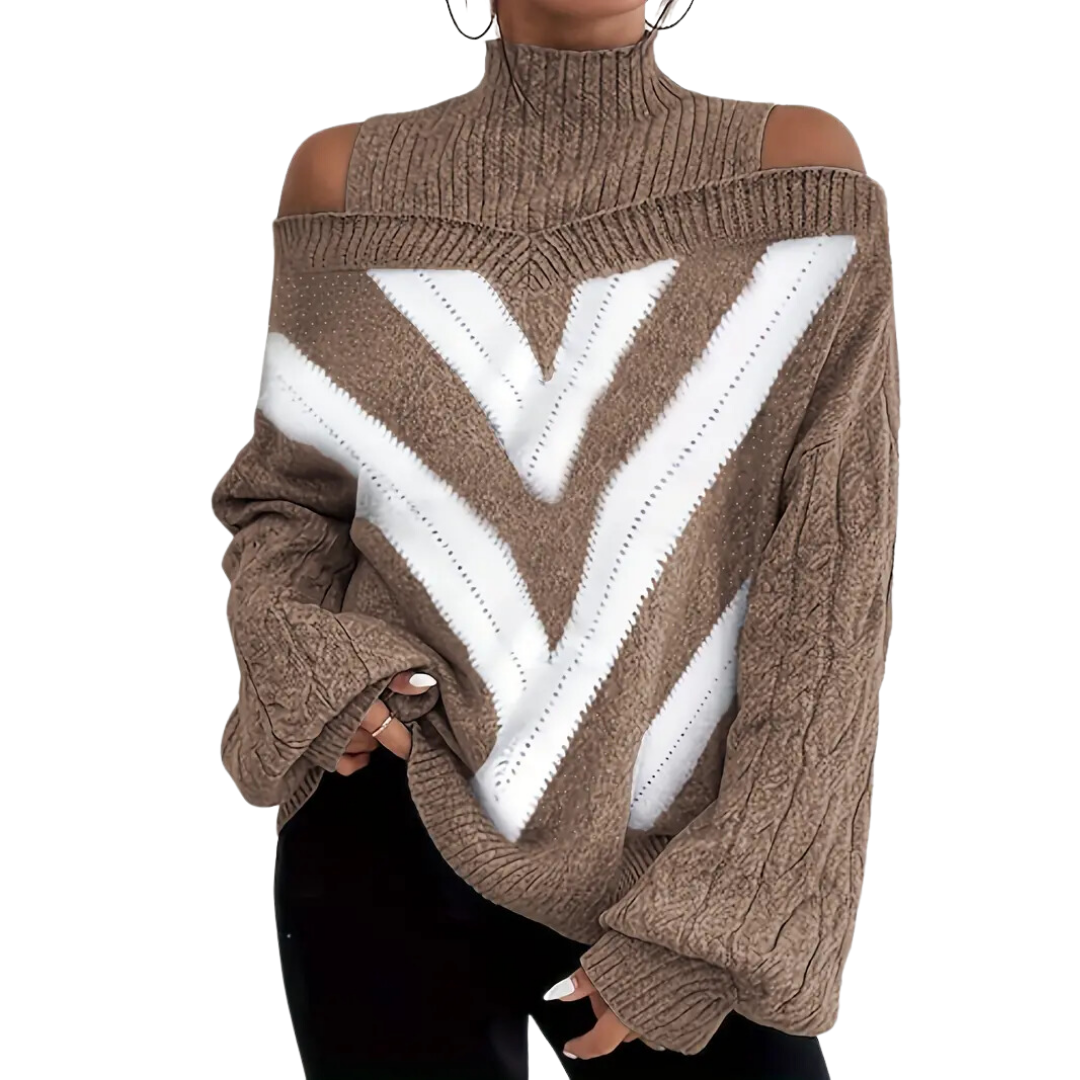 Kinley | Stylish Warm Geometric Print Knitted Sweater For Women