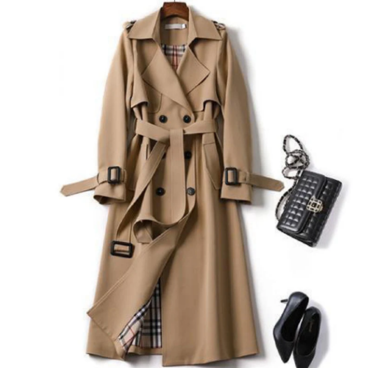 Tauria | Elegant Winter Double Breasted Trench Coat For Women