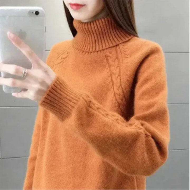 Zorra | Stylish Warm Roll Turtle Neck Knitted Sweater For Women