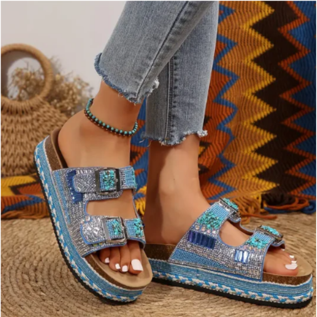 Curie | Summer Sequin Platform Orthopedic Sandals For Women