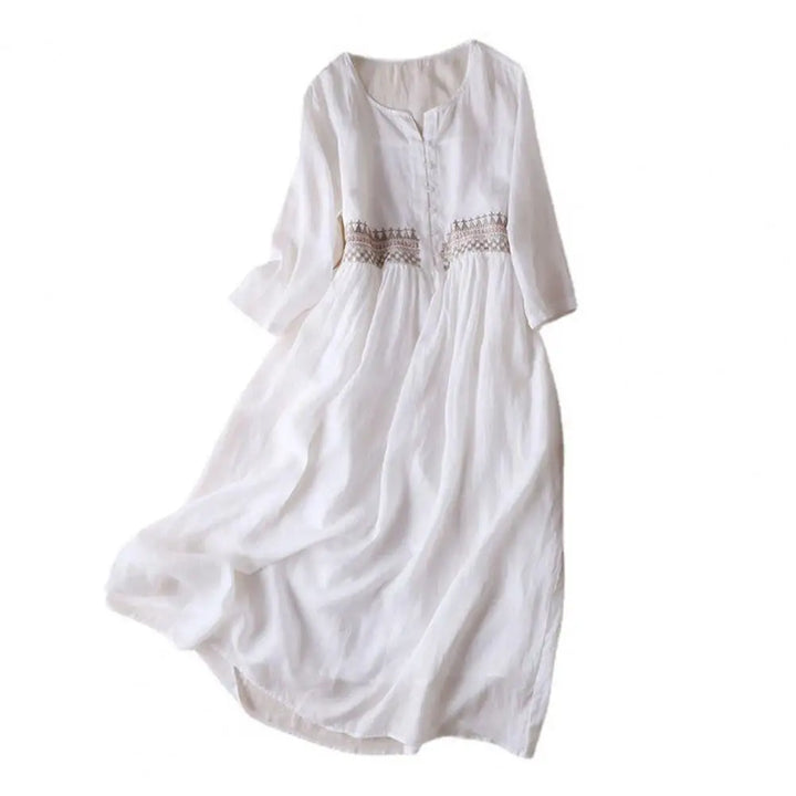 Quinnie | Vintage Summer Mid Sleeve Midi Dress For Women